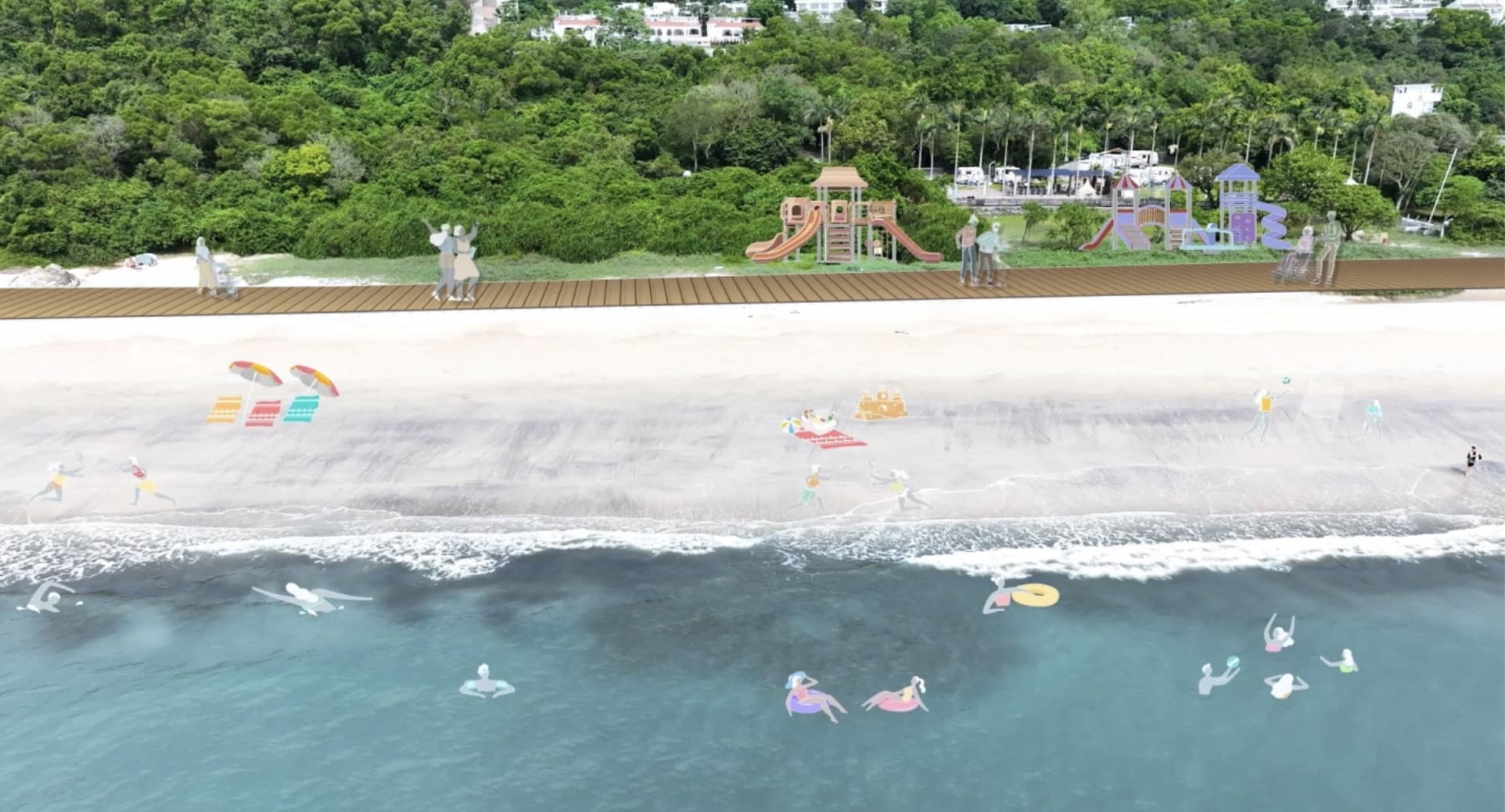 proposed playground on walkway between upper and lower cheung sha beaches hong kong